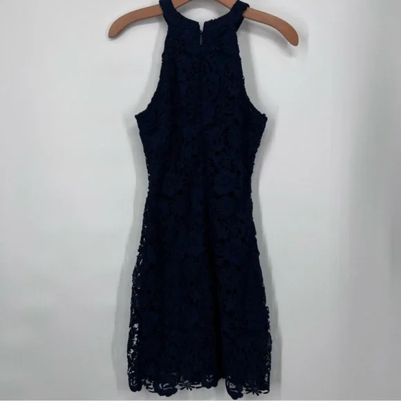 Lulu’s Love Poem Navy Blue Lace Mini Dress - Picture 4 of 5